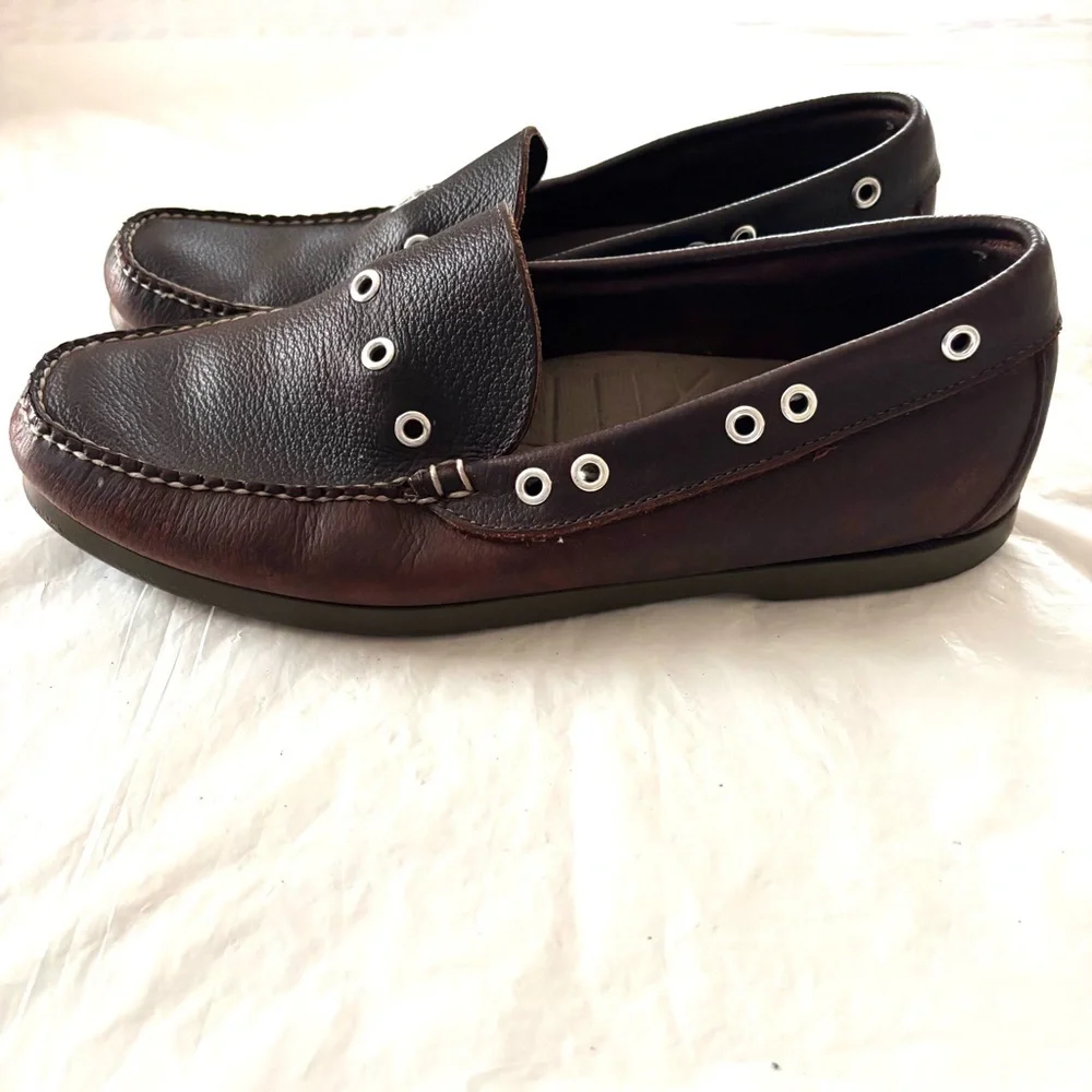 L.L. Bean Brown Boat Shoes Leather Camp Moc SZ 10 Worn 1X Indoors